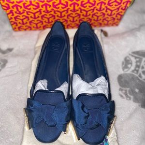 Newport Navy Tory Burch Penny Smoking Slippers